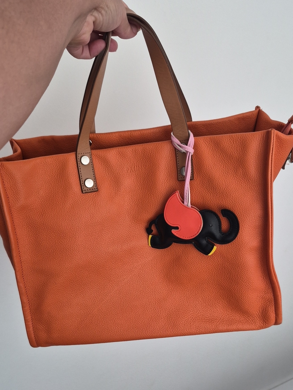 PRUNE Leather Tote Bag in Orange - ARGENTINA LEATHER